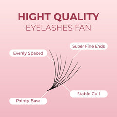 MDC LASHES D-curve premade fans provide dramatic lift and depth.