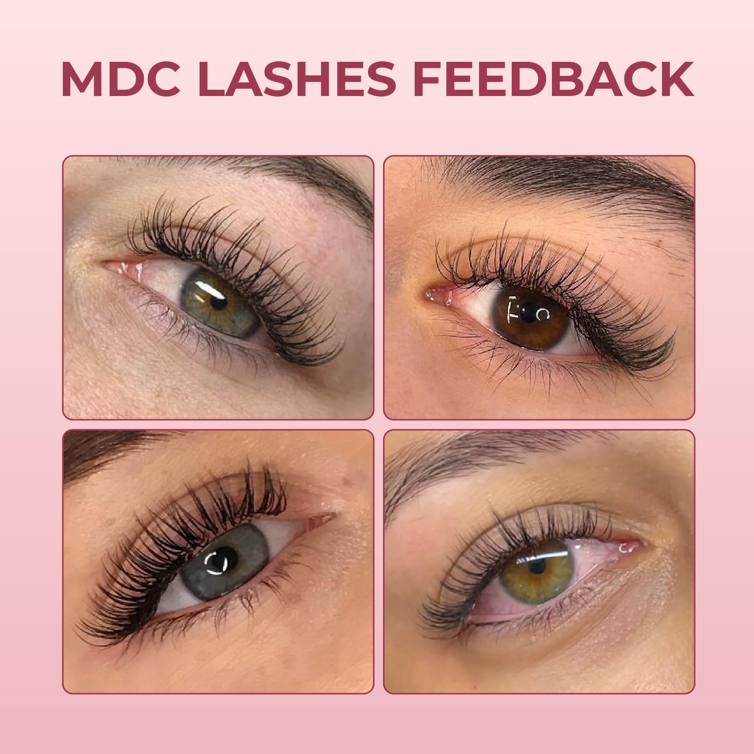 MDC LASHES Promade fans material showing soft dark PBT fibers