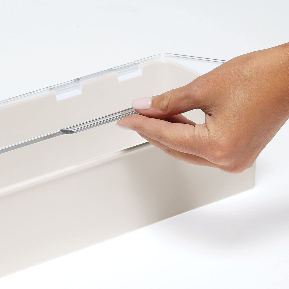mdesign bedroom vanity storage beige organizer helps declutter cosmetics and skin care