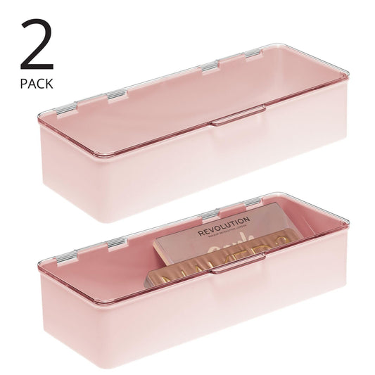 mdesign cosmetic organizer shows stackable design for vertical shelving and space saving