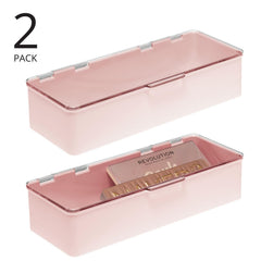 mdesign cosmetic organizer shows stackable design for vertical shelving and space saving