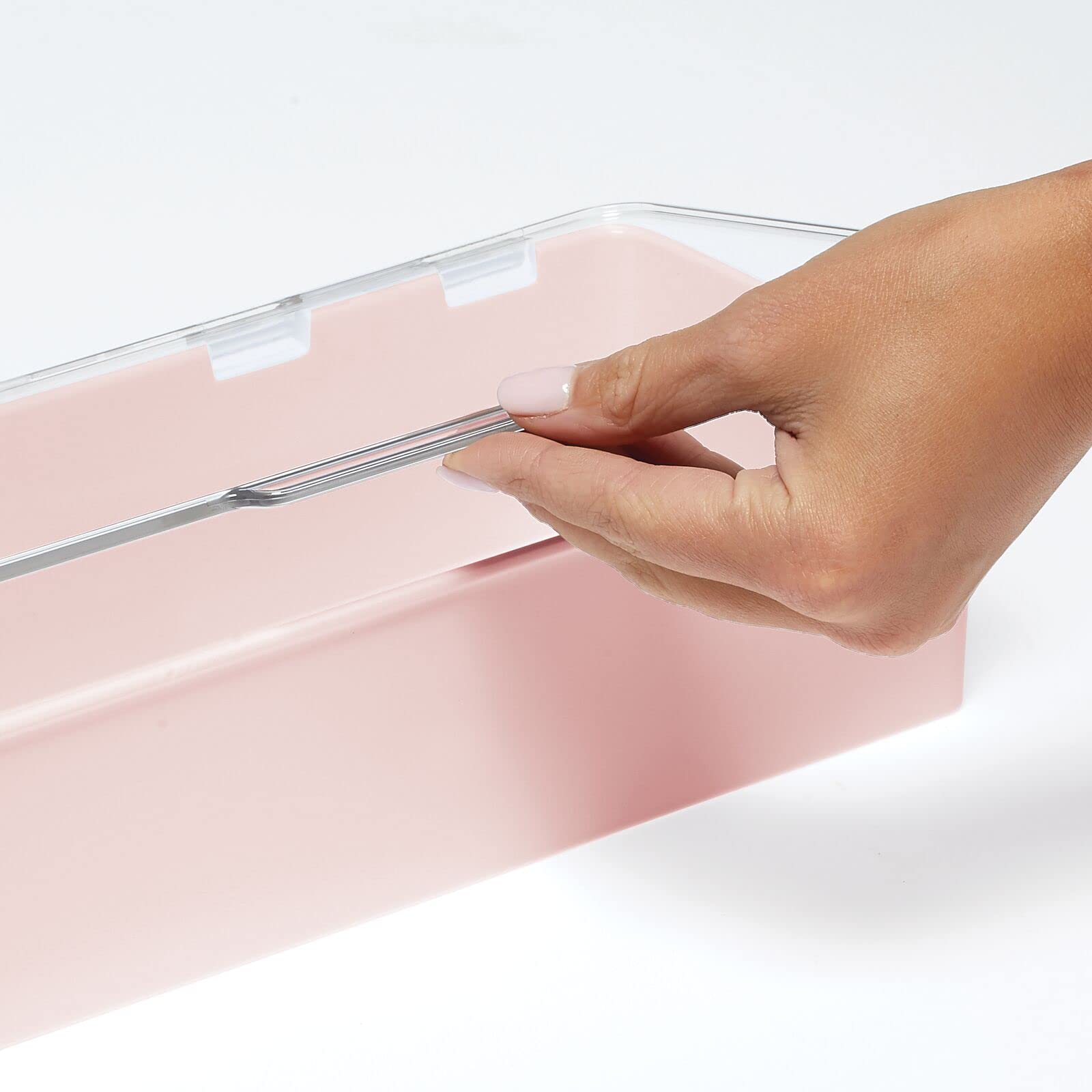 mdesign drawer vanity organization box fits on shelves and keeps small accessories easy to find