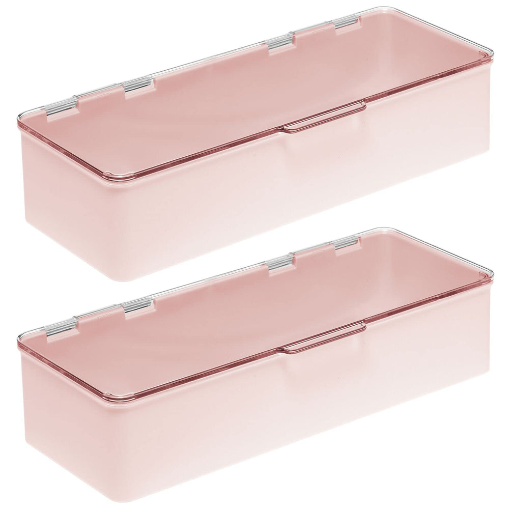 mdesign light pink clear box adds color while organizing daily essentials