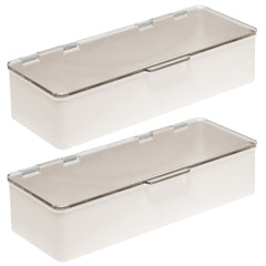 mdesign rectangular vanity bin clear plastic saves counter space and organizes