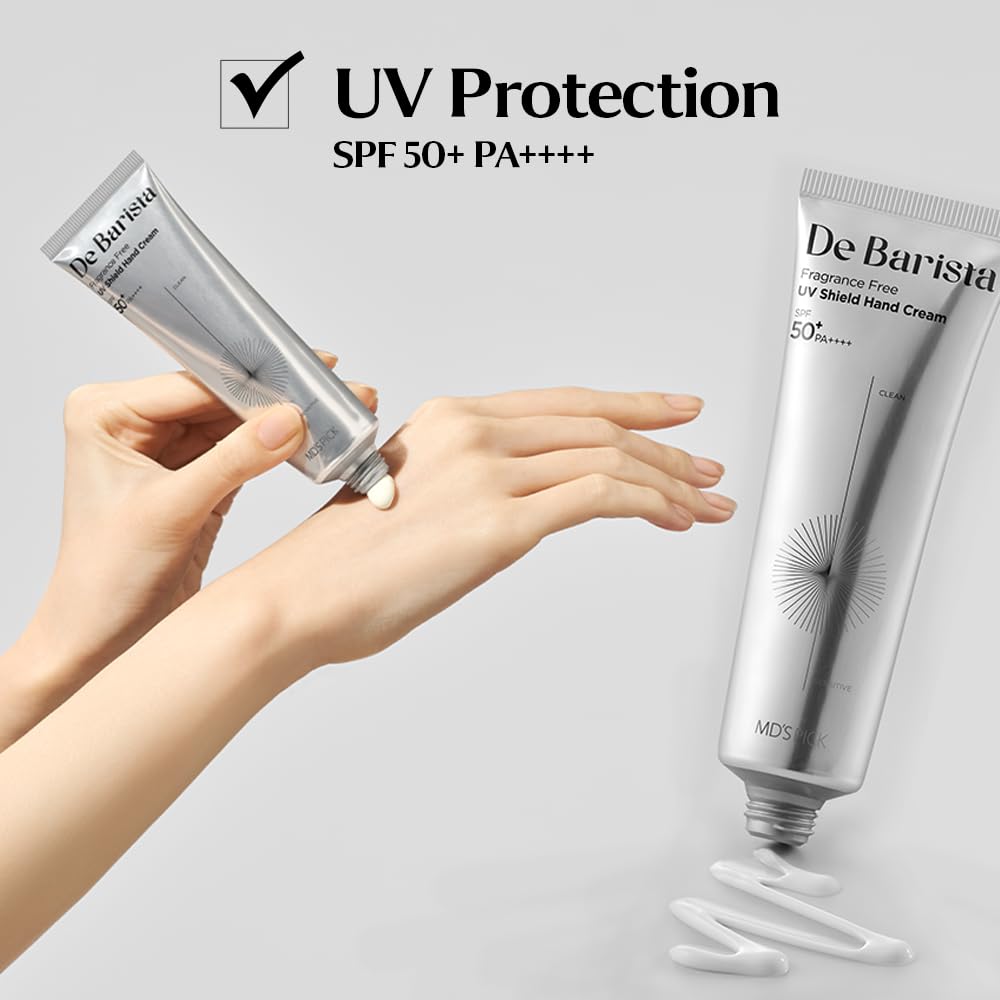 MD'S PICK De Barista Sun Shield Hand Cream SPF50+ includes a phyto-amino complex from Moringa.