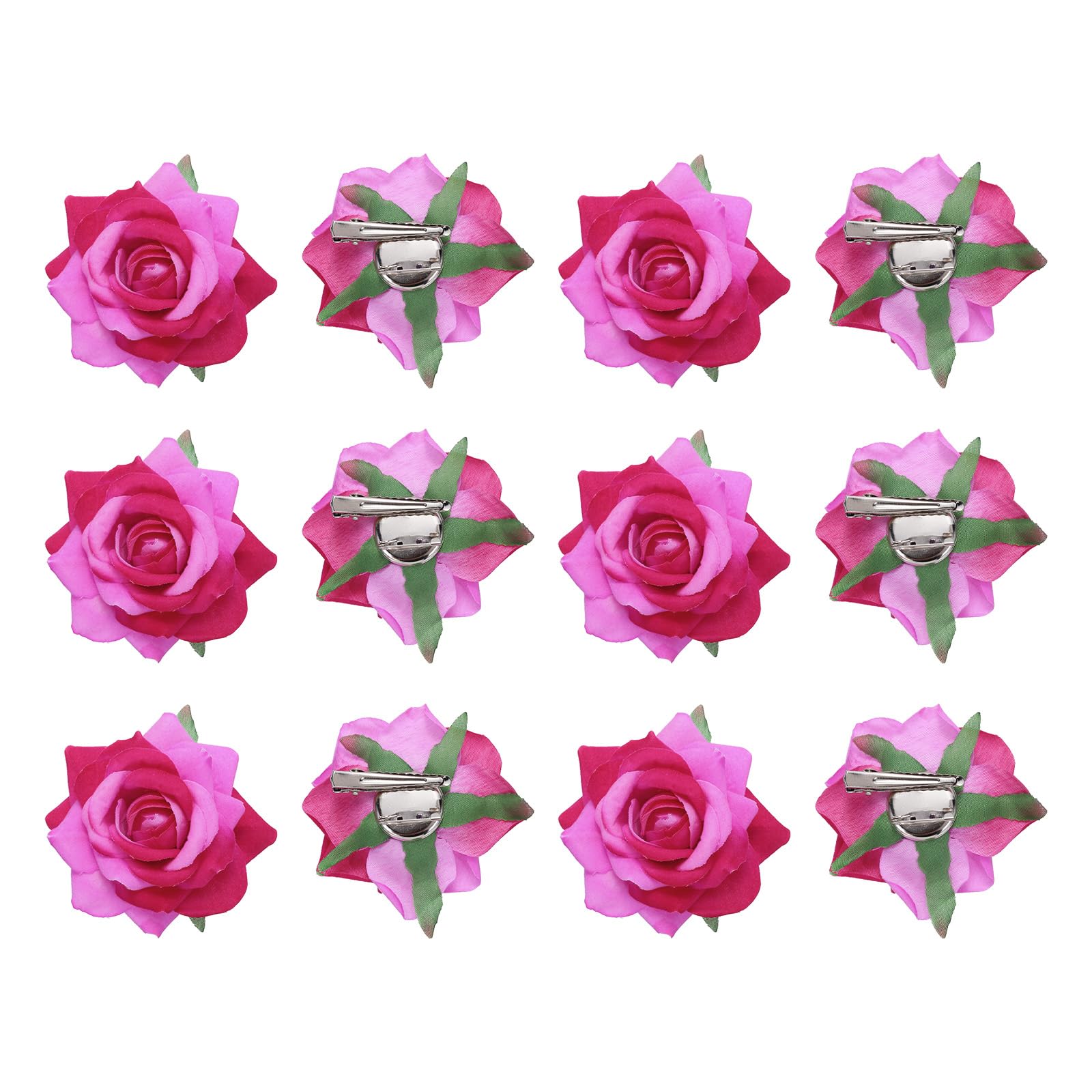 Meccanixity rose flower hair clip in dark pink for elegant updos.