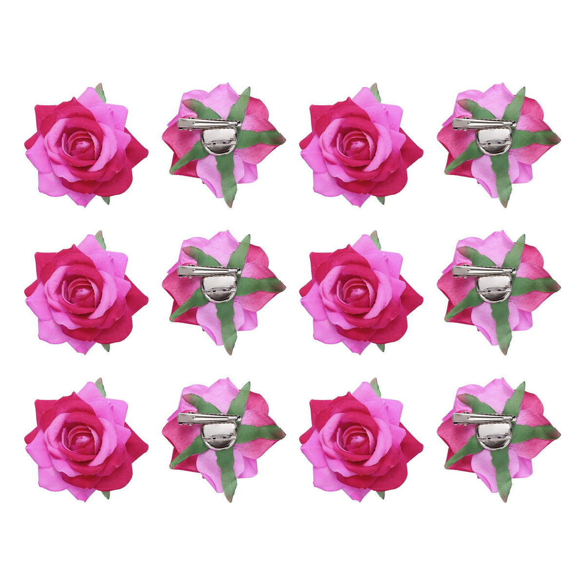 Meccanixity rose flower hair clip in dark pink for elegant updos.