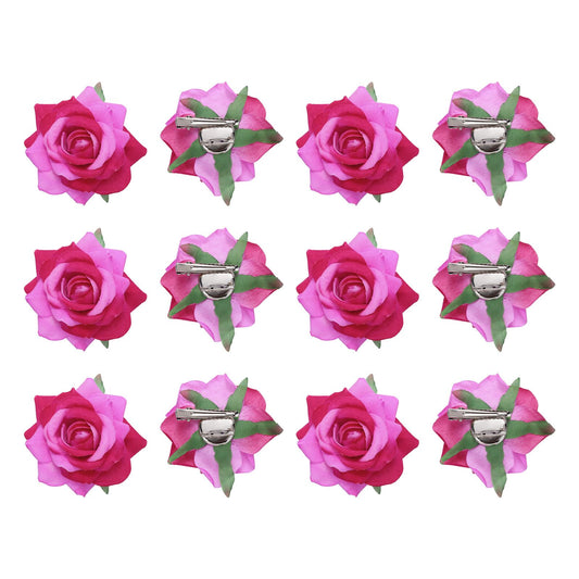 Meccanixity rose flower hair clip in dark pink for elegant updos.