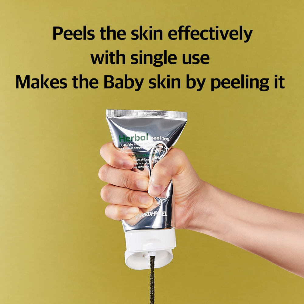 MEDI-PEEL Herbal Peel Tox cream-massage demonstrates gentle exfoliation for a refreshed complexion.