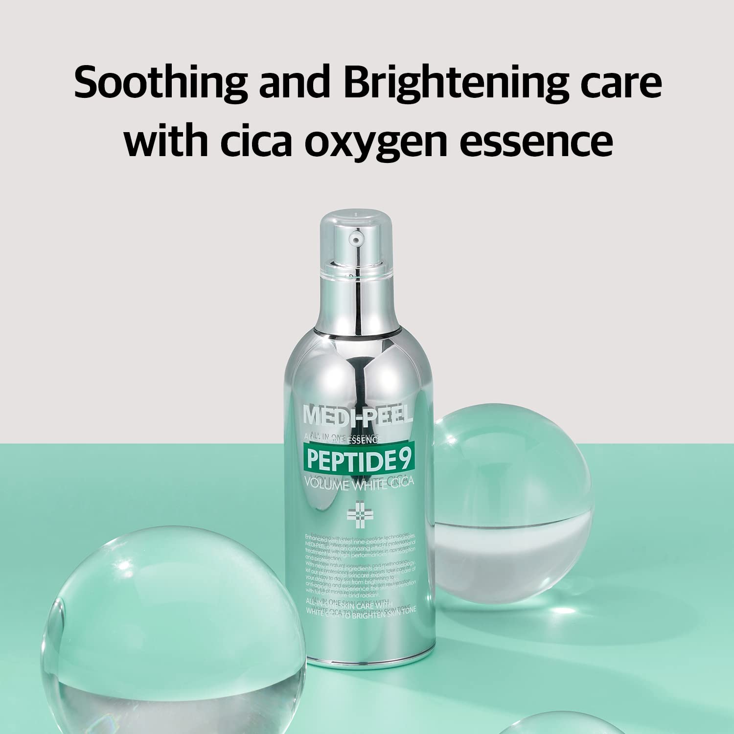 MEDI-PEEL Peptide 9 Volume White Cica Essence bubble texture refreshing, even skin tone.