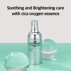 MEDI-PEEL Peptide 9 Volume White Cica Essence bubble texture refreshing, even skin tone.