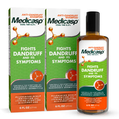 Medicasp coal tar shampoo bottle ready for dandruff relief from first wash.