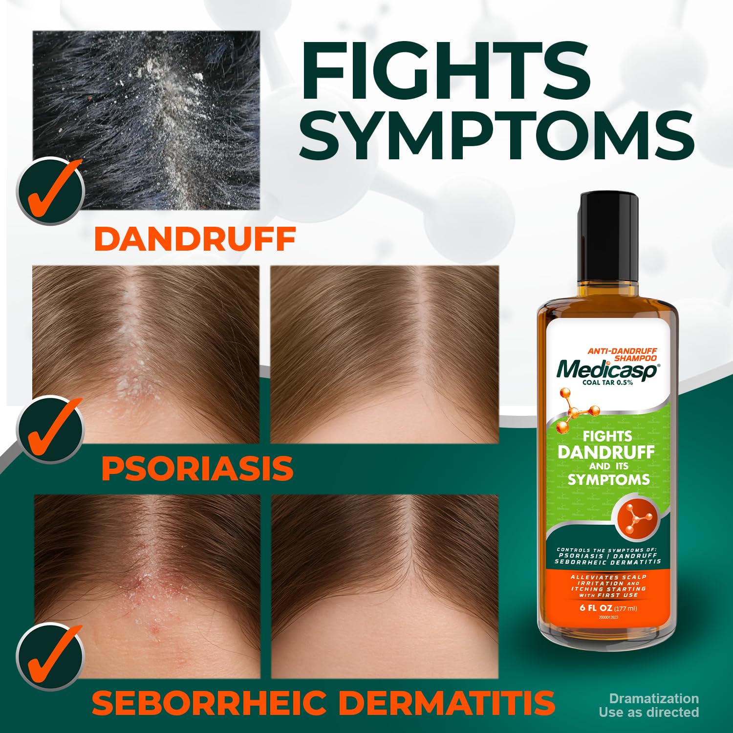 Rinse view of Medicasp shampoo after scalp treatment.