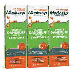 Medicasp Coal Tar Shampoo bottle front—relief from dandruff symptoms.