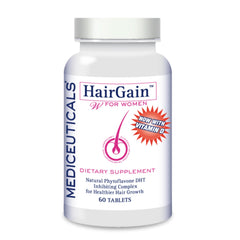 Mediceuticals Therapro HairGain bottle label highlights vitamin D for hair vitality
