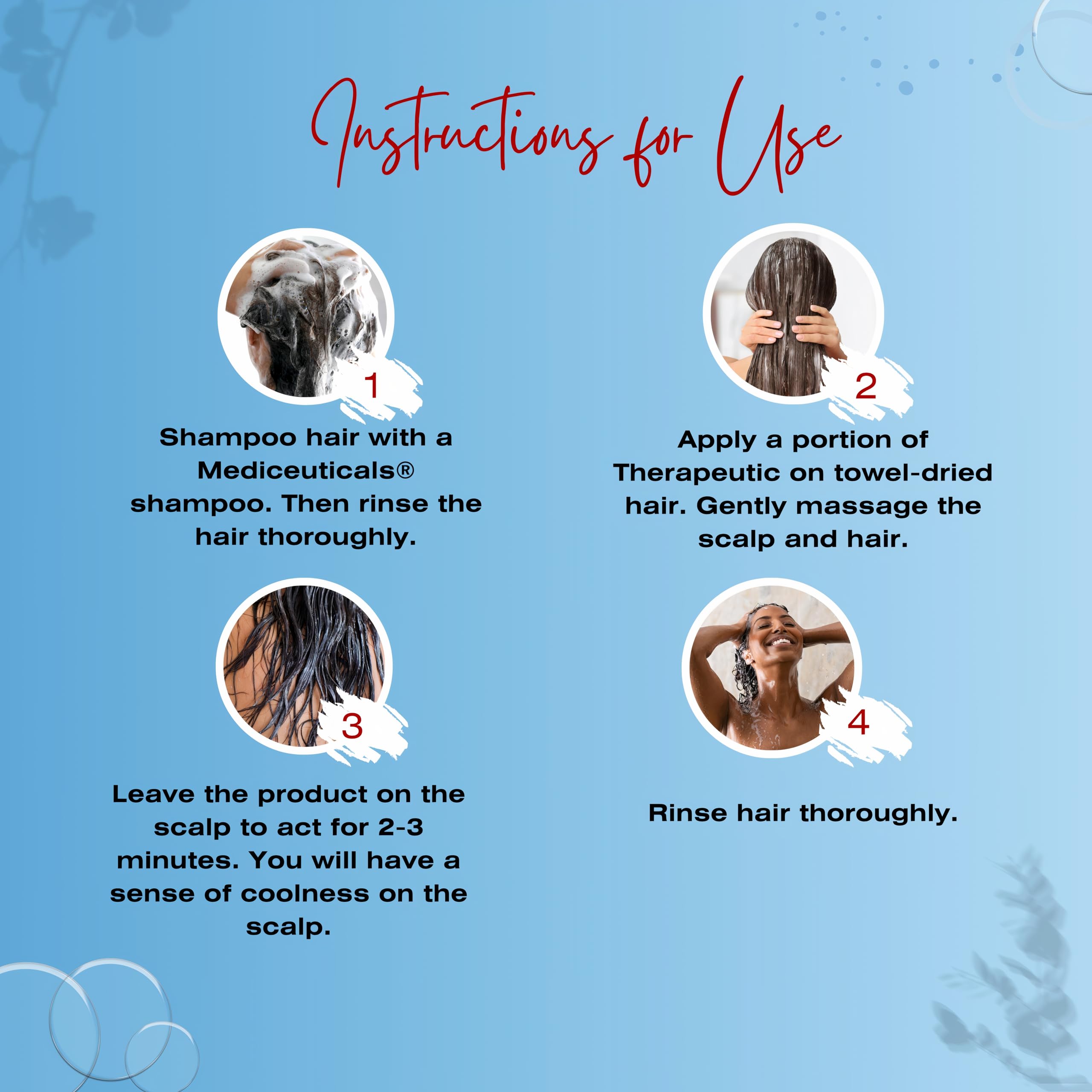 Therapro product in hand during scalp rinse application, demonstrating usage.