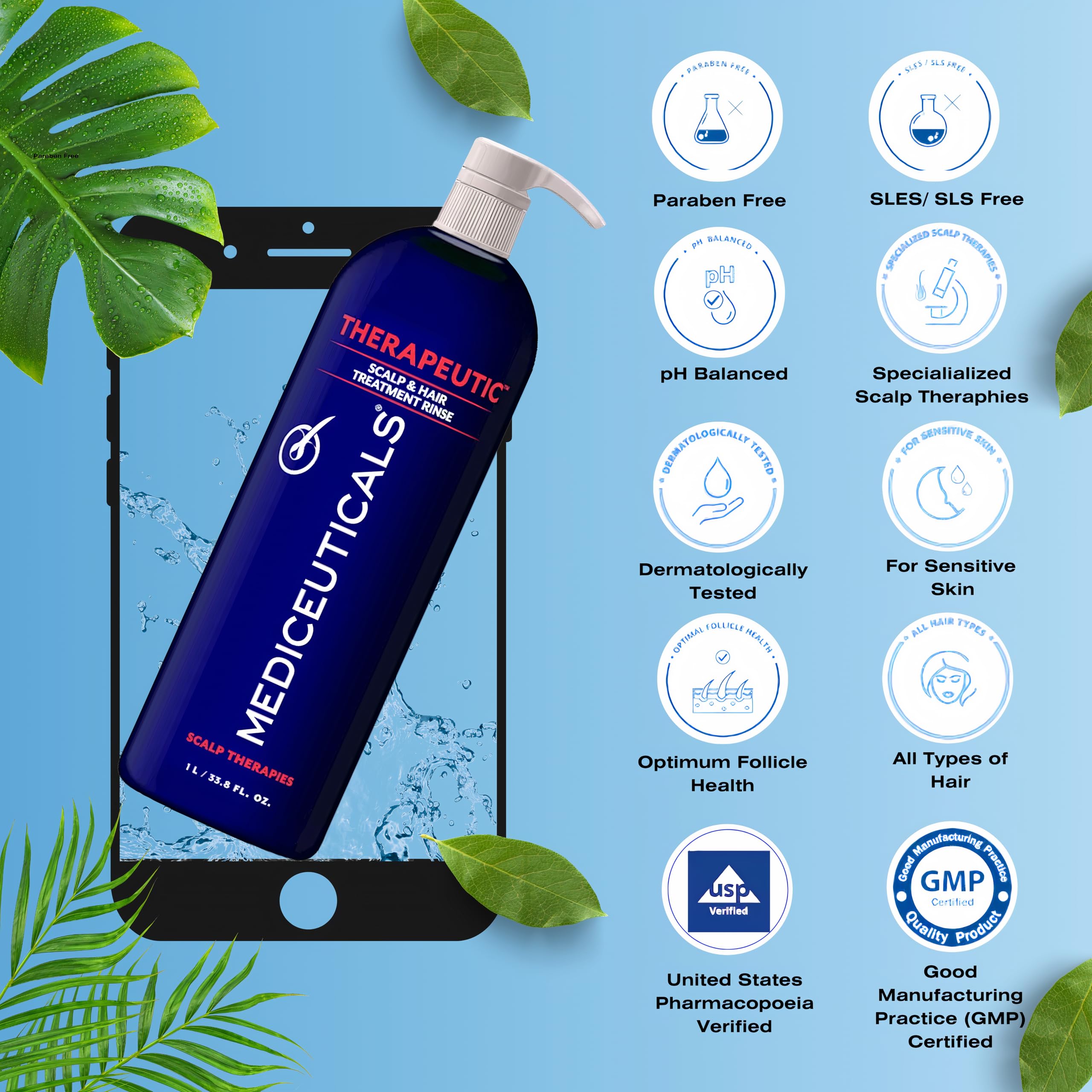 Lifestyle shot of a person applying Therapro rinse in a daily routine.