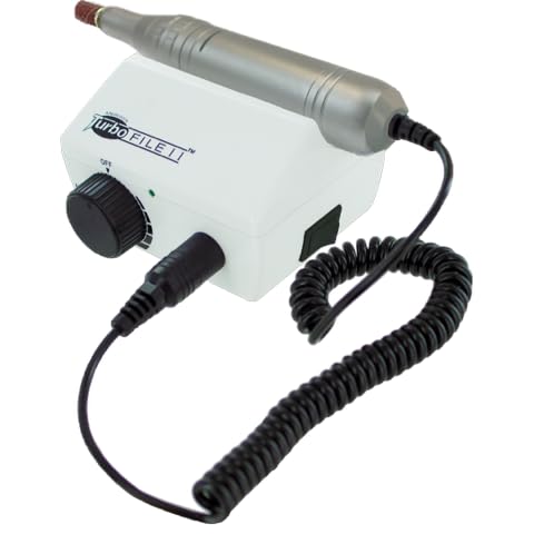 Medicool TurboFile II electric nail file, white body, ideal for quick at-home manicures.