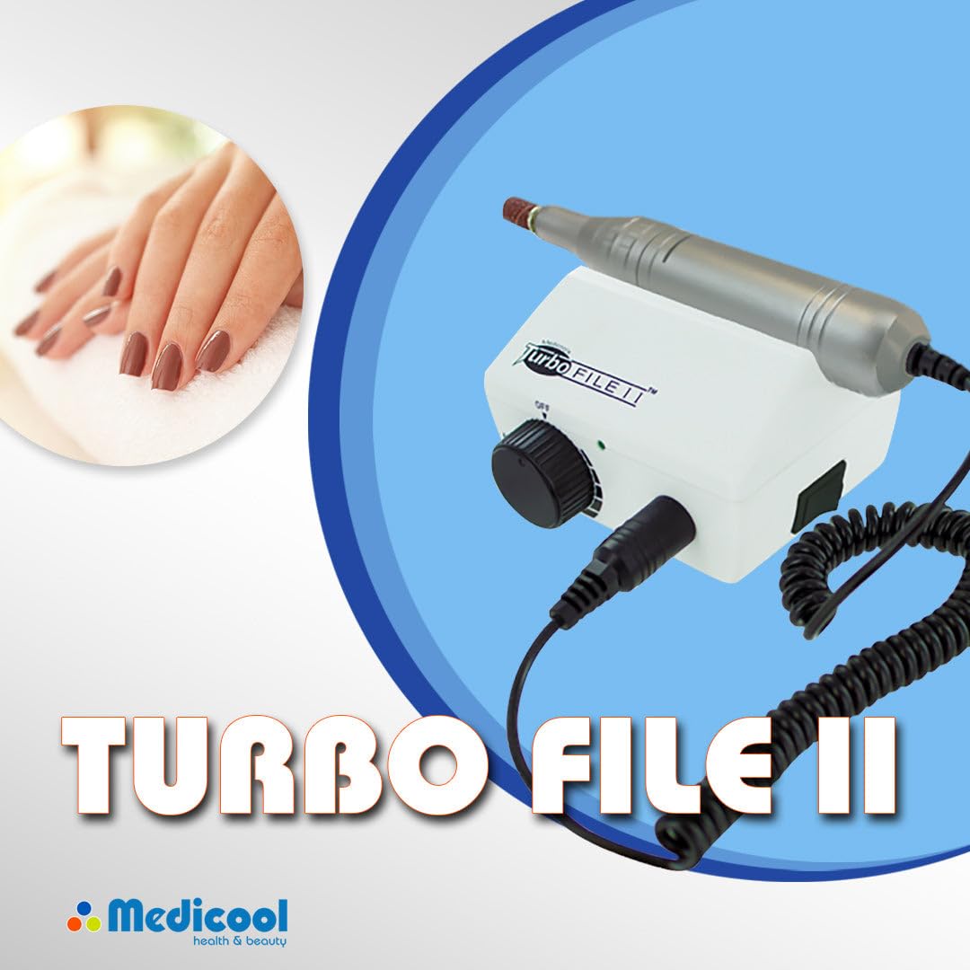 Medicool TurboFile II locking chuck closeup for secure bit changes.