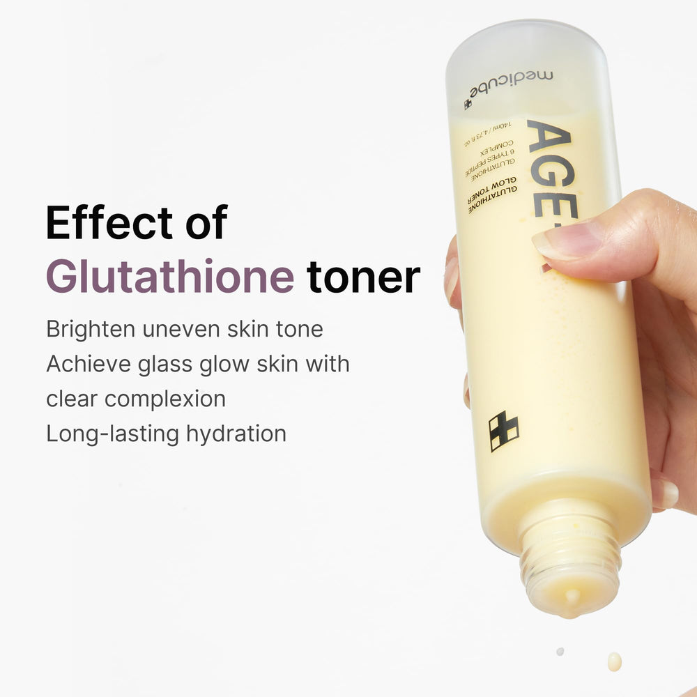 Glass skin look achieved with Medicube Age-R Glutathione Glow Milky Toner.