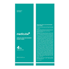 Medicube Azelaic Toner next to skincare steps offering balanced hydration