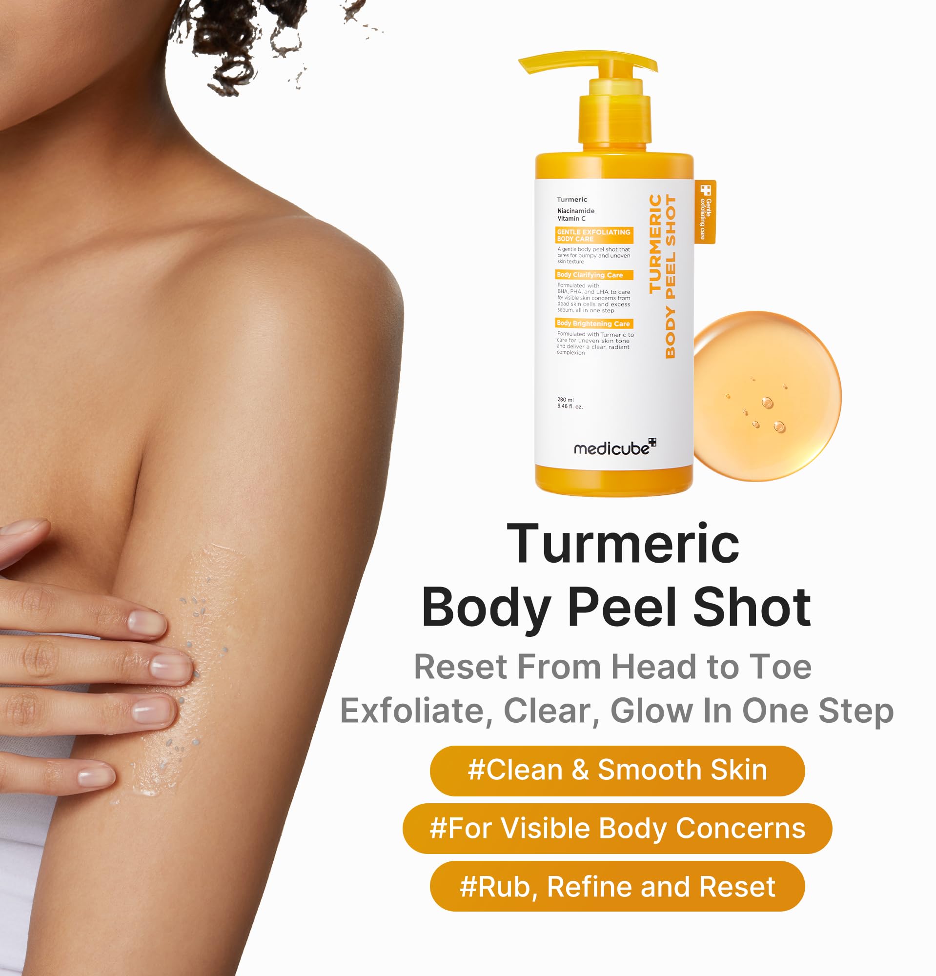 Medicube Body Peel Shot Turmeric serum texture is lightweight and fast-absorbing.