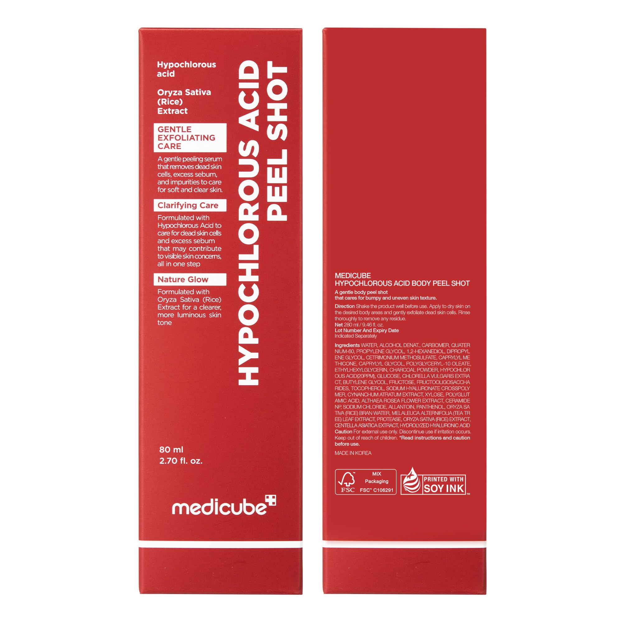 Medicube Body Peel Shot bottle size 9.46 oz on shelf