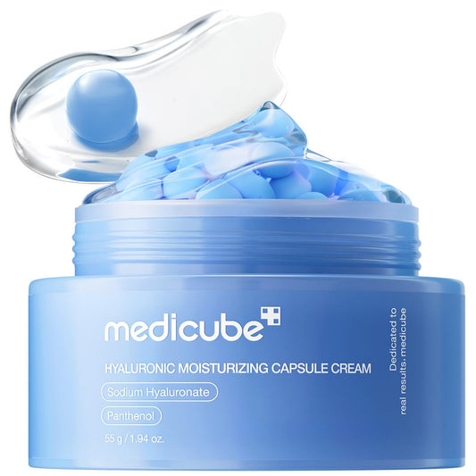 Medicube Capsule Cream bottle closeup showing long-lasting hydration potential