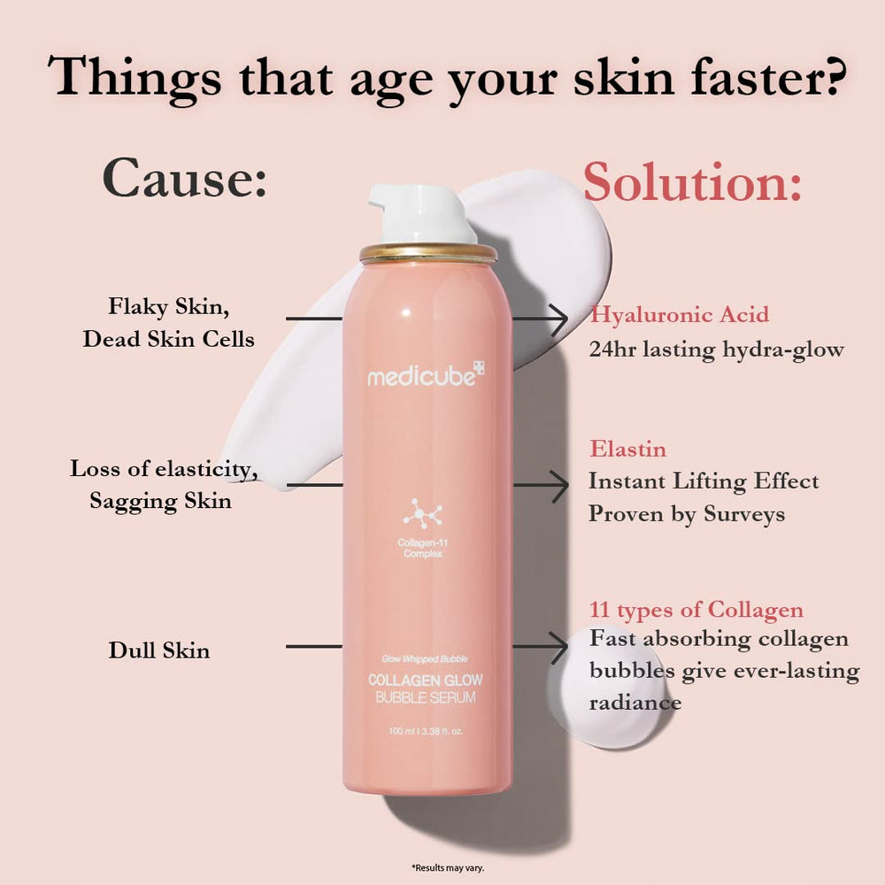 Medicube Collagen Glow Bubble Serum glow on skin after use