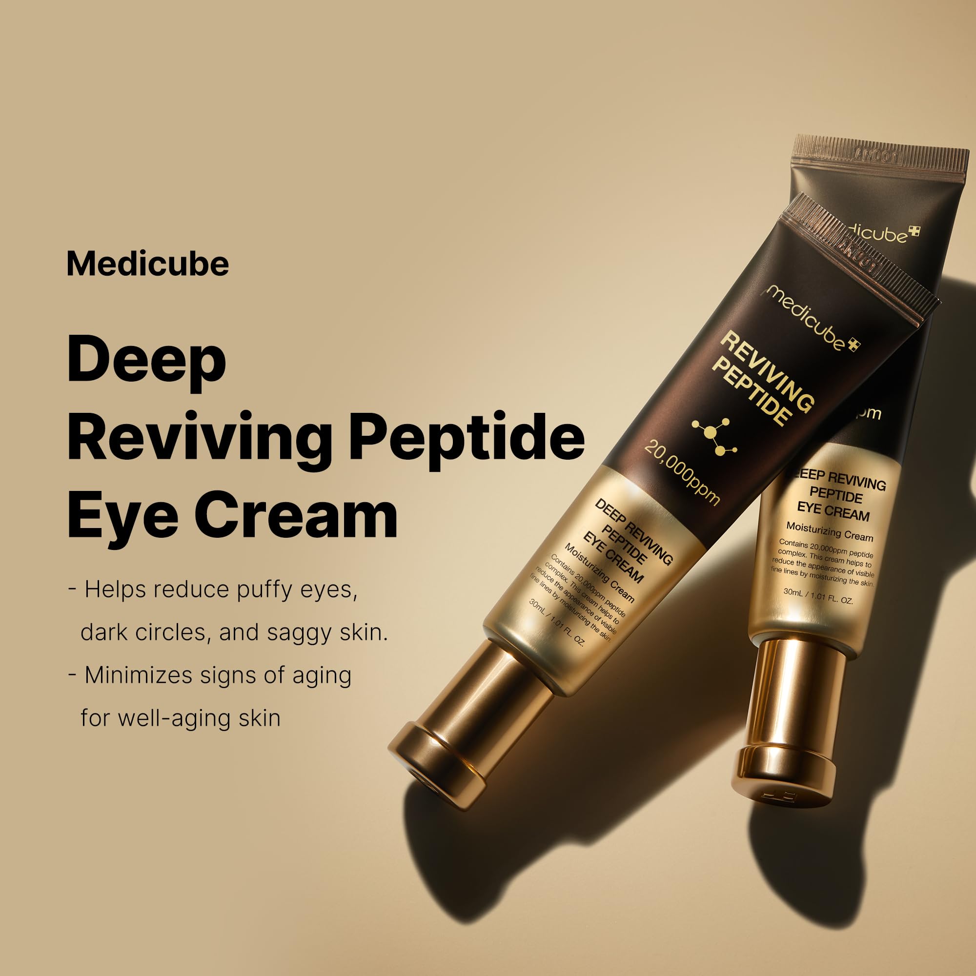 Medicube Eye Serum being applied to the eye area for soothing moisture.