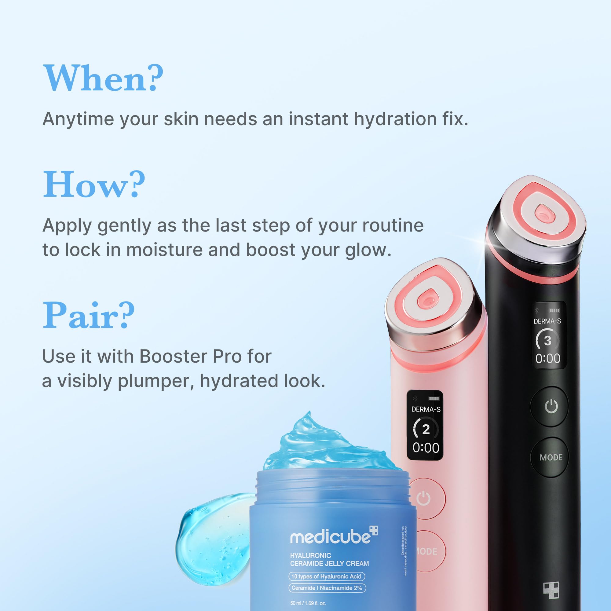Medicube Jelly Cream close-up demonstrates plump, glowing skin after use