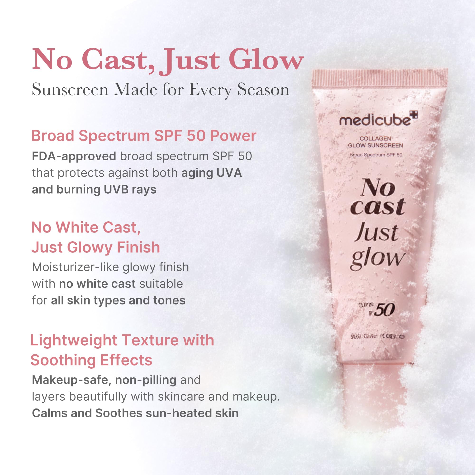 Medicube No Cast Just Glow pump bottle with smooth texture for easy daily application.