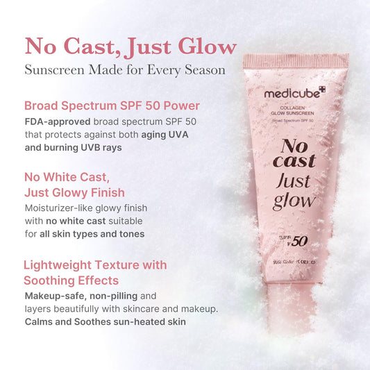 Medicube No Cast Just Glow pump bottle with smooth texture for easy daily application.