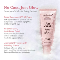 Medicube No Cast Just Glow pump bottle with smooth texture for easy daily application.