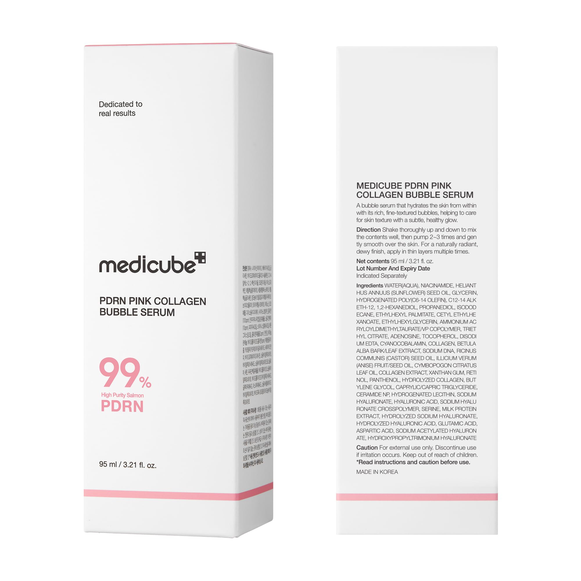 Medicube PDRN Pink Collagen Bubble Serum fragrance-free formula suits sensitive skin.