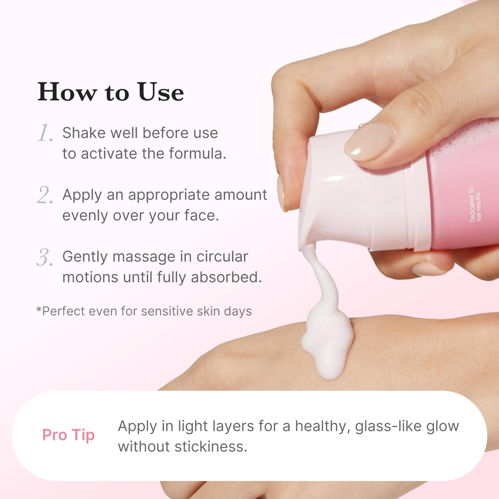 Medicube PDRN Pink Collagen Bubble Serum glow on clean skin demonstrates radiance.