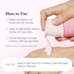 Medicube PDRN Pink Collagen Bubble Serum glow on clean skin demonstrates radiance.
