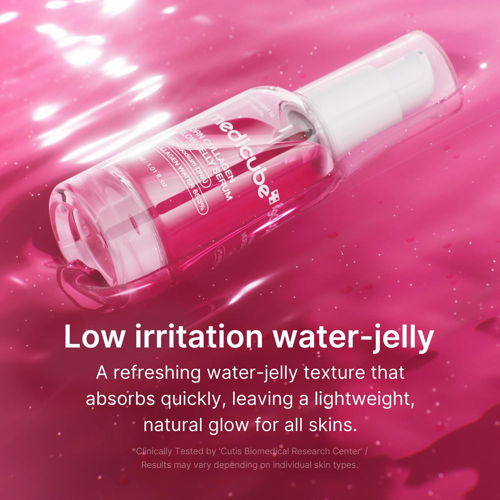 Applying Medicube PDRN Pink Jelly Serum to the face for a soft glow