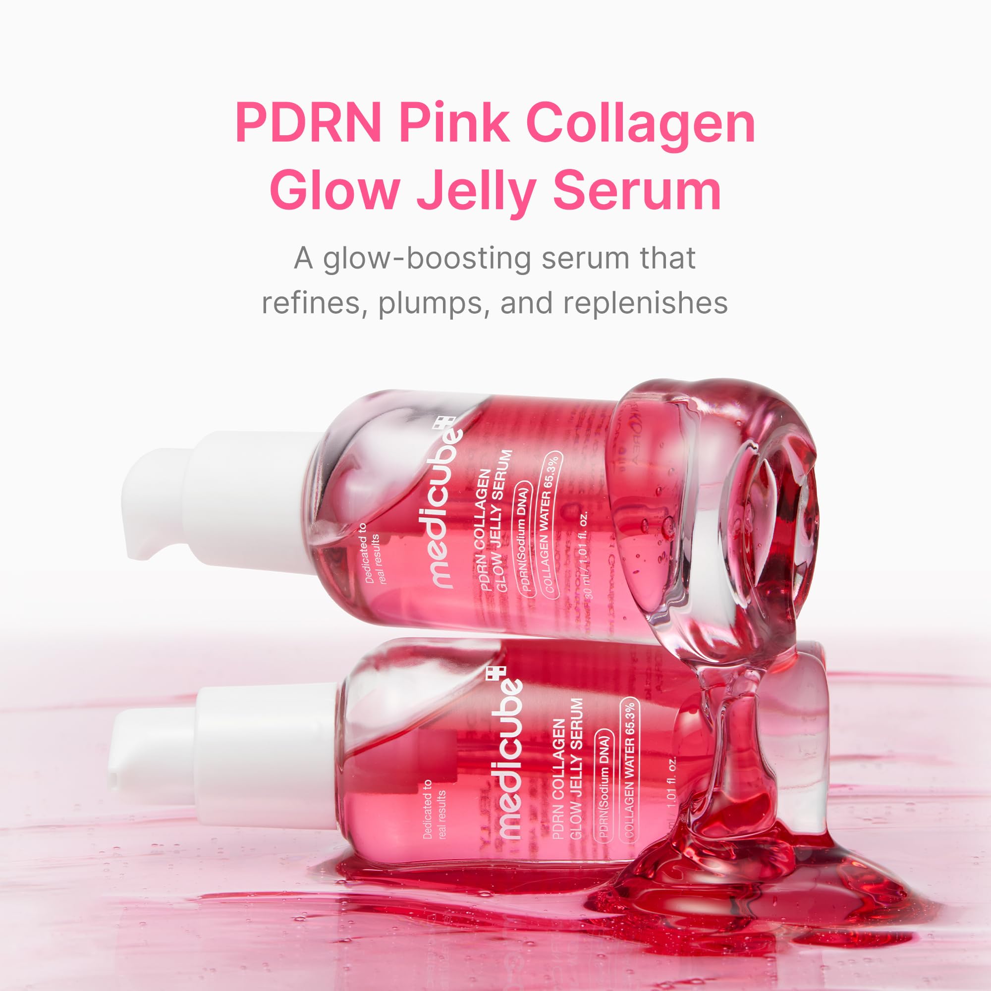 Texture close-up of Medicube PDRN Pink Glow Jelly Serum for smooth application