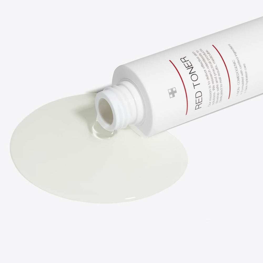 Medicube Red Toner 2.0 bottle back with ingredient highlights.
