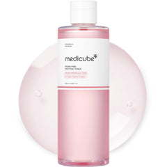 Medicube Rose PDRN Toner bottle for smooth, glowing skin hydration.