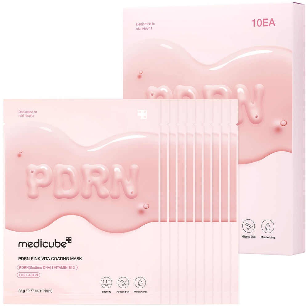 Medicube Salmon DNA PDRN Pink Sheet Mask pack for hydration.