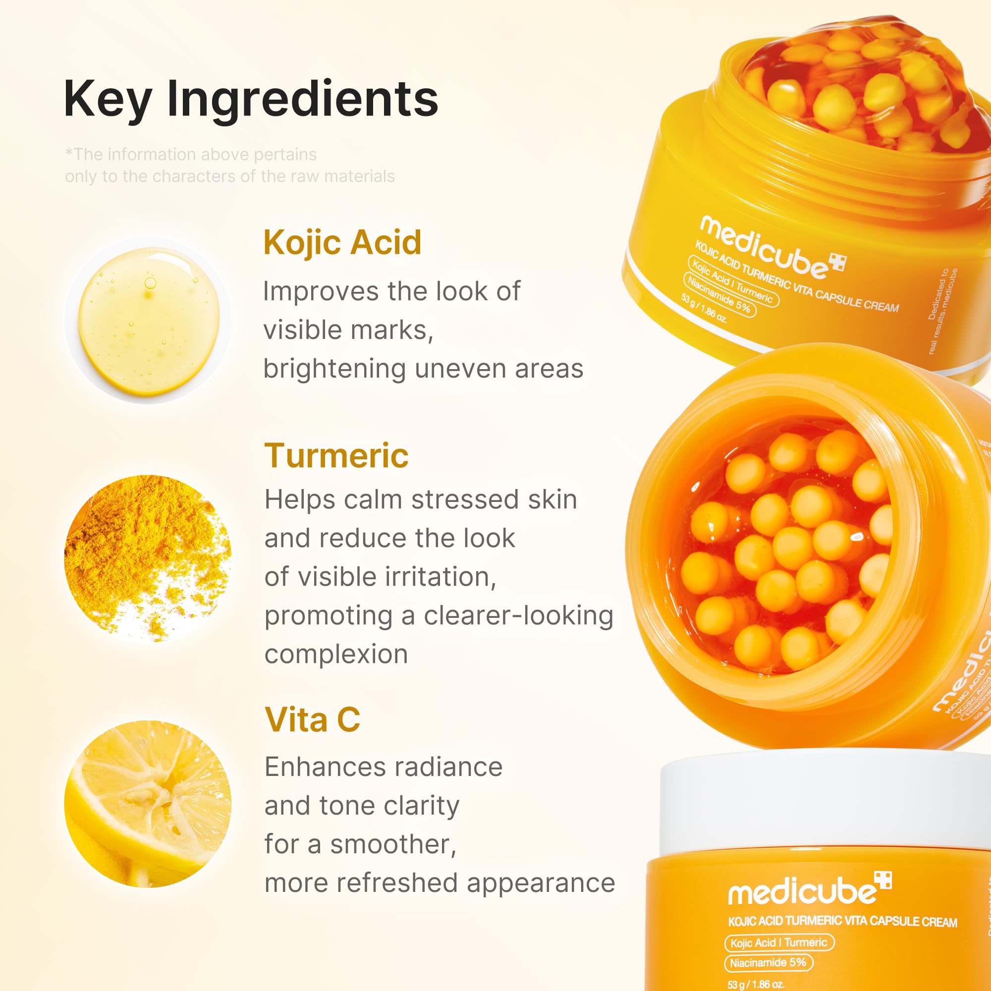 Medicube turmeric cream swirl showing warm, calming gold hues.