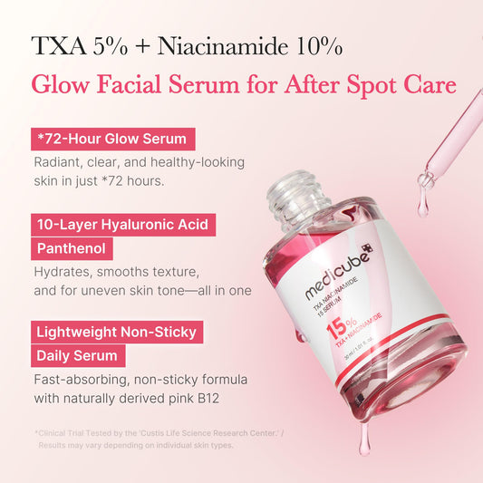 Medicube TXA+Niacinamide Glow Serum dropper demonstrates precise daily dosing