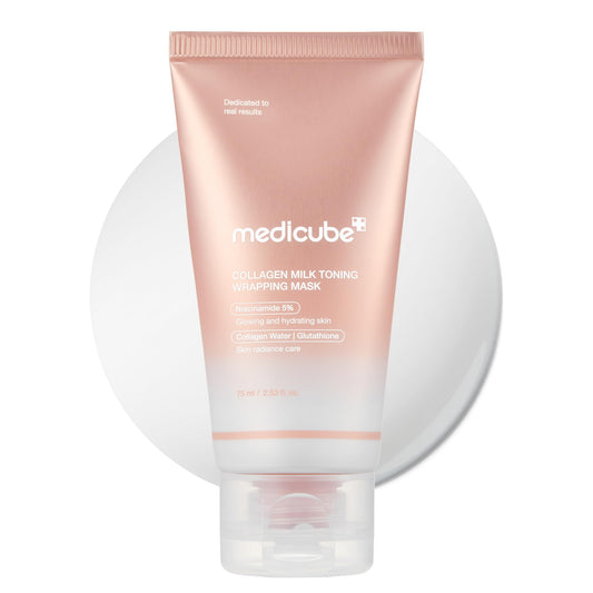 Medicube Wrapping Mask bottle with glazed milky glow for hydrated skin