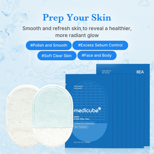 Medicube Zero Pore Peel Pads application close-up showing gentle exfoliation