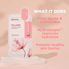 Mediheal collagen active 3x complex close-up illustrating potent firming and elasticity benefits.