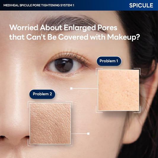 Mediheal collagen spicule ampoule applying to skin for smoother texture.