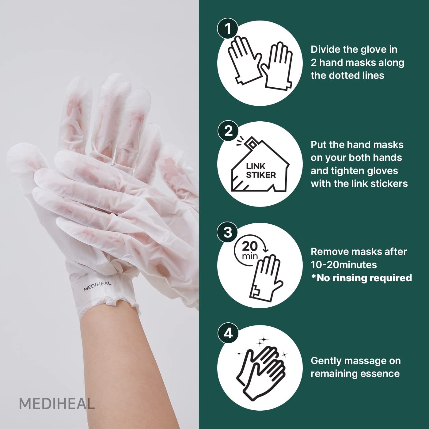 Mediheal Derma Layer Hand Mask after-use soft hands result.
