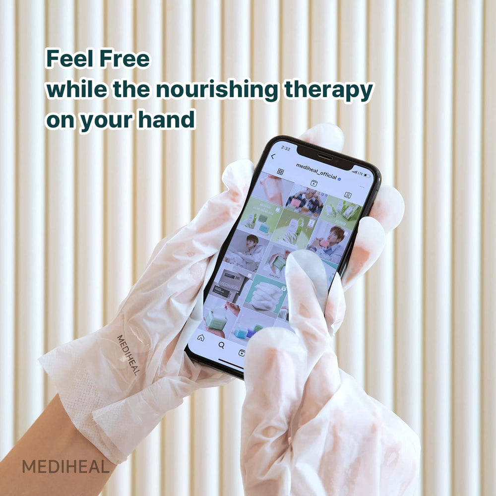 Mediheal Derma Layer Hand Mask pack open indicates value and convenience.